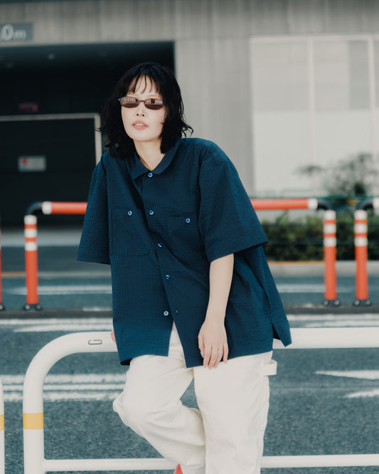 Seersucker Urban Vent H/S Shirt - Navy